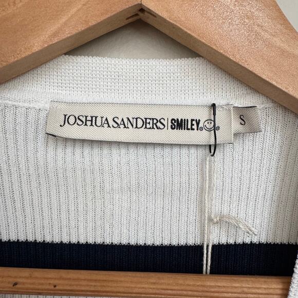 NWT Joshua Sanders Ribbed Smiley Striped Cardigan Sweater Navy White – Size S - Picture 6 of 7